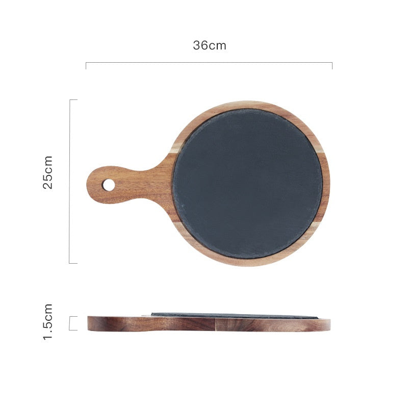 Black Wood Pizza Dish Wooden Plate - FrawstedCreations