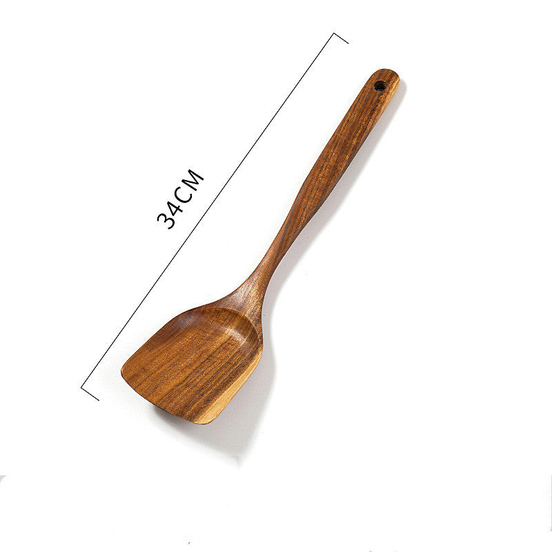 Teak Unlacquered Solid Wood Spatula Non-Stick Wok Stir-Fry Spatula - FrawstedCreations