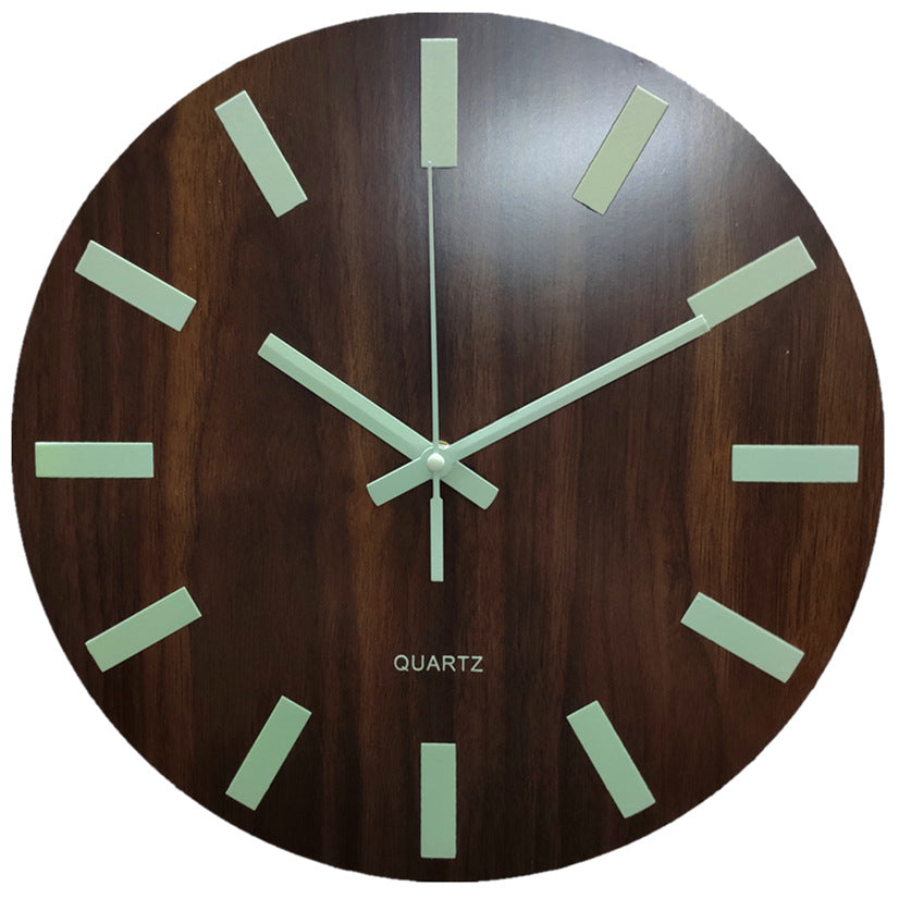 Glow In The Dark Wood Wall Clock Luminous Needle Wall Glitter Clock Modern Design Hanging Home Decor Clocks For Living Room - FrawstedCreations