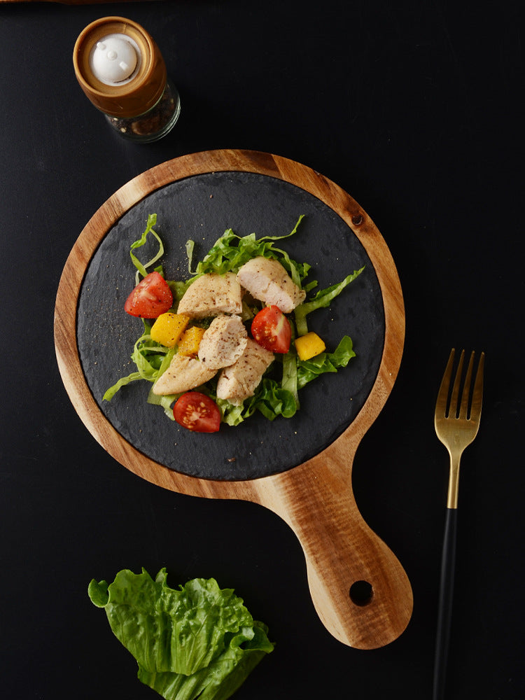 Black Wood Pizza Dish Wooden Plate - FrawstedCreations
