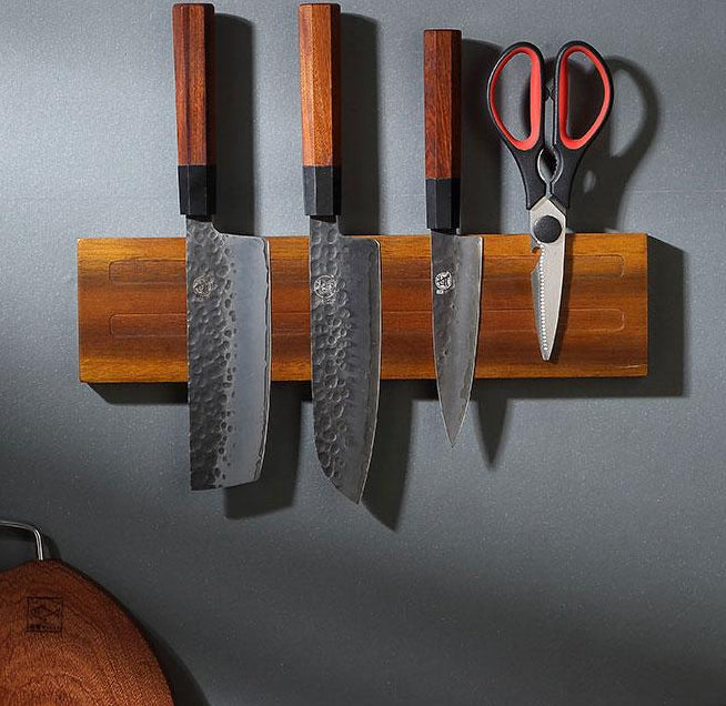 Kitchen Knife Rack Solid Wood Wall-mounted Perforation-free Strong Magnetic Knife Rack - FrawstedCreations