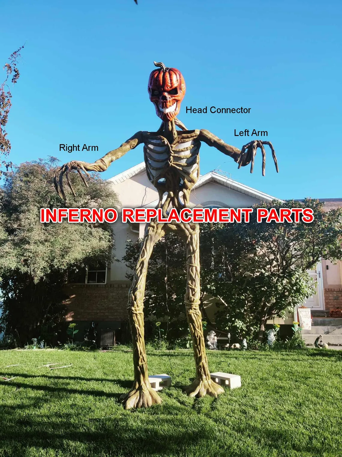 12 Foot Inferno Pumpkin Replacement Head and Arm Connectors | Home Depot Inferno Parts | Pumpkin Parts