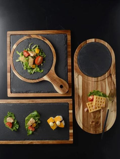 Black Wood Pizza Dish Wooden Plate - FrawstedCreations