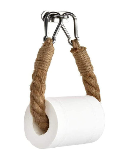 Hemp Rope Creative Roll Holder Perforated Toilet Paper Storage - FrawstedCreations