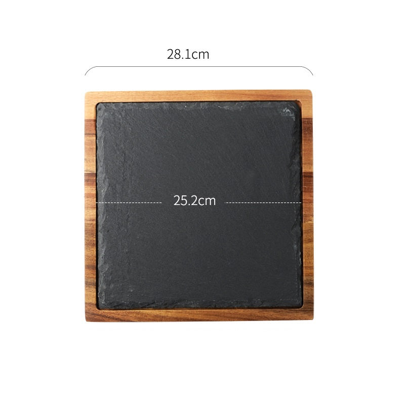 Black Wood Pizza Dish Wooden Plate - FrawstedCreations