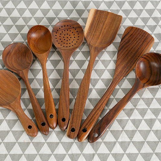Teak Unlacquered Solid Wood Spatula Non-Stick Wok Stir-Fry Spatula - FrawstedCreations