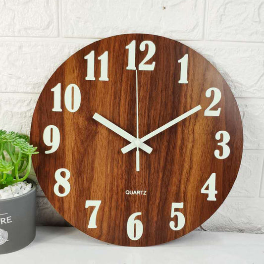 Glow In The Dark Wood Wall Clock Luminous Needle Wall Glitter Clock Modern Design Hanging Home Decor Clocks For Living Room - FrawstedCreations