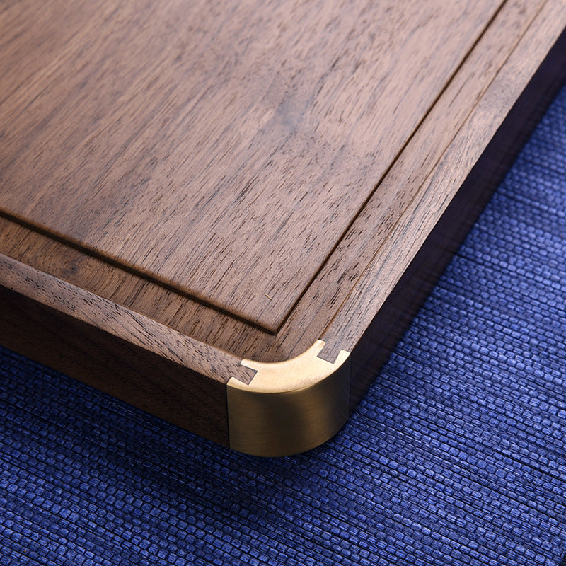 Handmade Walnut Solid Wood Tray Brass Tea Tray Household - FrawstedCreations