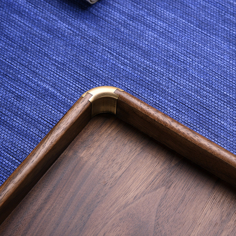 Handmade Walnut Solid Wood Tray Brass Tea Tray Household - FrawstedCreations