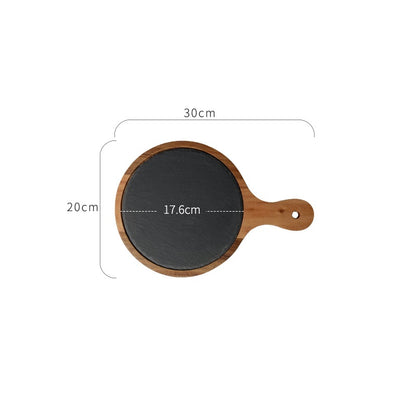 Black Wood Pizza Dish Wooden Plate - FrawstedCreations