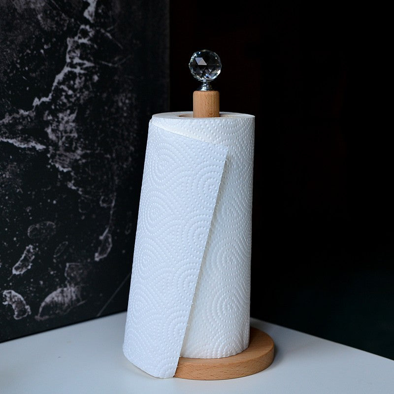 Fashionable Solid Wood Creative Vertical Punch-free Kitchen Paper Towel Roll Holder - FrawstedCreations