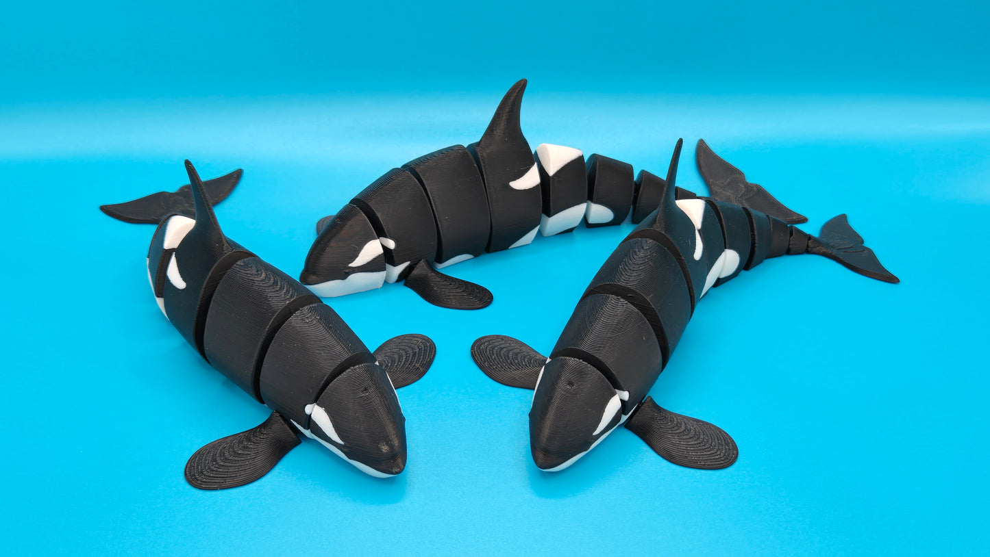Flexible Orca Whale | 3D Printed Whale | Toy Whale | Mini Orca | Kids Toy | Articulated Body