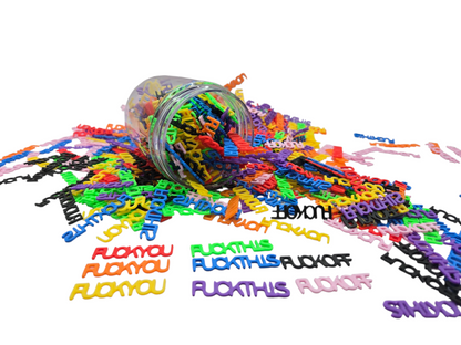 Jar of Rainbow Swear Words – 3D Printed "Fuck Off, Fuck You, Fuck This" – Funny Desk Decor & Gag Gift