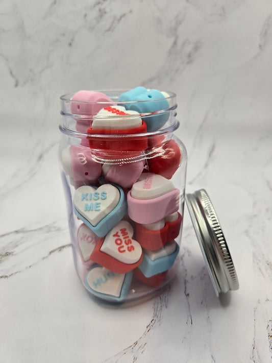 Conversation Heart Fidget Toy – Clicky Sensory Keychain (Valentine’s Gift) - Jar of Hearts