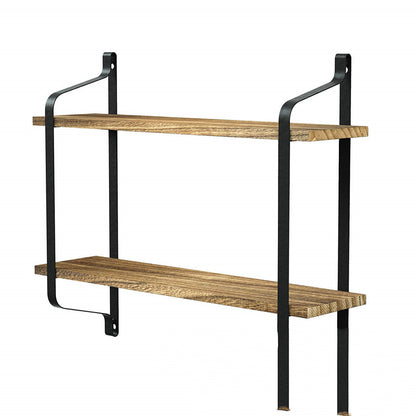 Shelves Kitchen Solid Wood Wall Shelf Wrought Iron Bracket - FrawstedCreations