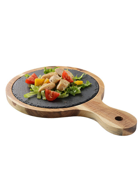 Black Wood Pizza Dish Wooden Plate - FrawstedCreations