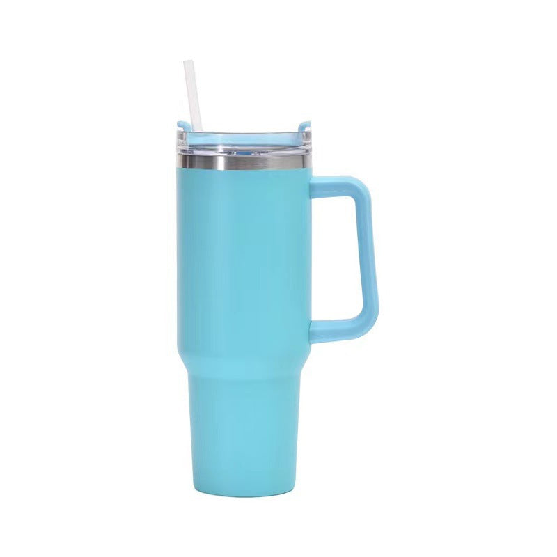 40oz Straw Coffee Insulation Cup With Handle Portable Car Stainless Steel Water Bottle LargeCapacity Travel BPA Free Thermal Mug - FrawstedCreations