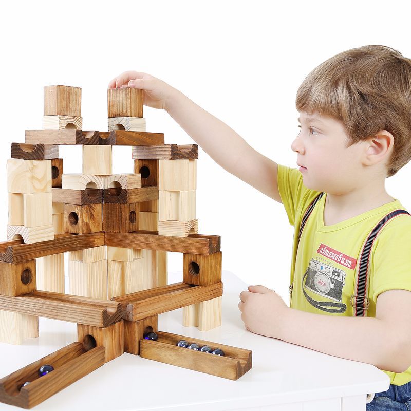 Wood Marbles Building Run Maze Ball Blocks Rollercoaster Style Construction Educational Toys For Children Kids Gifts - FrawstedCreations