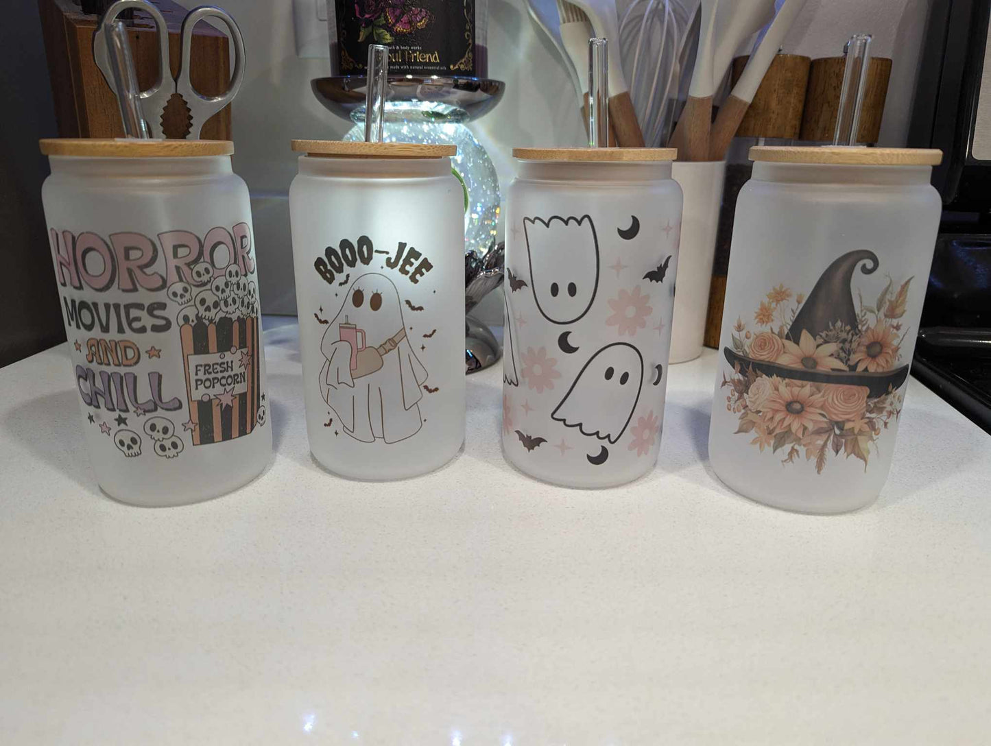 16oz Frosted Glass Cups - FrawstedCreations