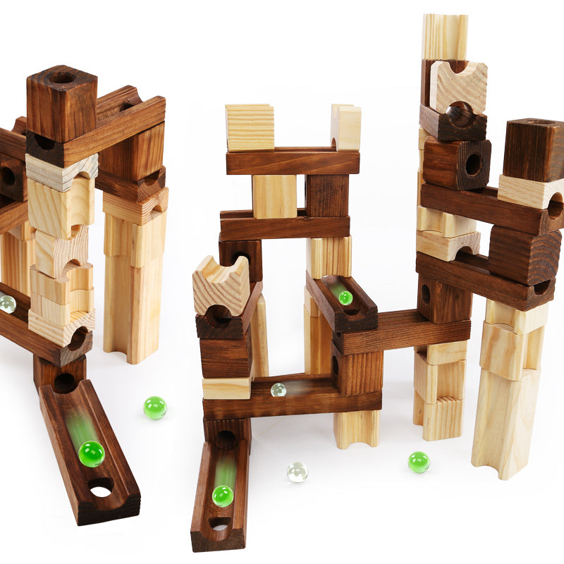 Wood Marbles Building Run Maze Ball Blocks Rollercoaster Style Construction Educational Toys For Children Kids Gifts - FrawstedCreations