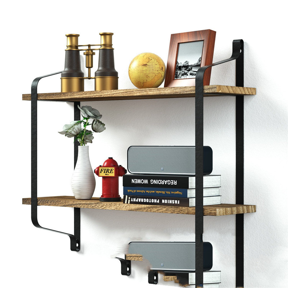 Shelves Kitchen Solid Wood Wall Shelf Wrought Iron Bracket - FrawstedCreations