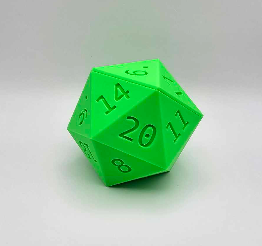 D20 Dice Box | Giant D20 Box | Magnetic Lid | Multicolor Box for Dice | Mega Dice Container | Glow in The Dark | Dnd Dice Box