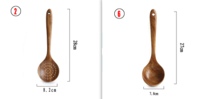 Thailand Teak Natural Wood Tableware Spoon Ladle Turner Long Rice Colander Soup Skimmer Cooking Spoons Scoop Kitchen Tool Set - FrawstedCreations