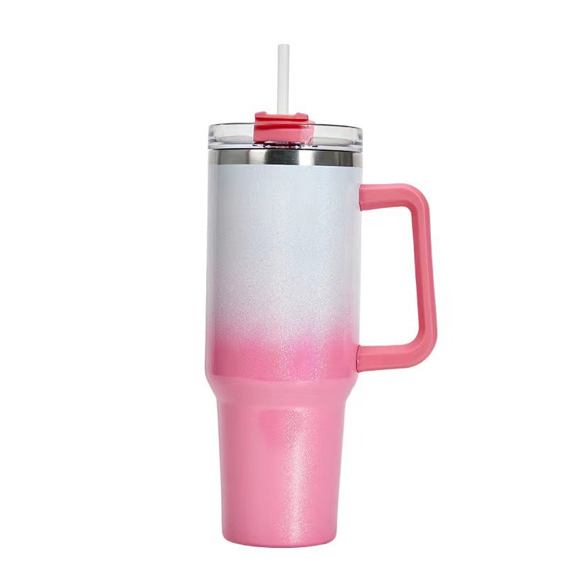 40oz Straw Coffee Insulation Cup With Handle Portable Car Stainless Steel Water Bottle LargeCapacity Travel BPA Free Thermal Mug - FrawstedCreations