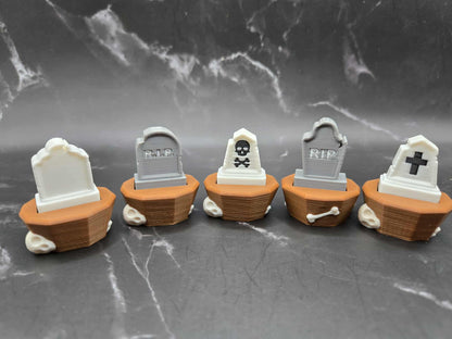 Halloween Graveyard Fidget Clickers – 3D Printed Headstones, 40 Spooky Combos, Stress Toy & Desk Decor