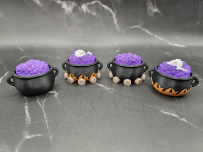 Halloween Cauldron Fidget Clicker – 3D Printed Witch Potion Toy | Stress Relief, Witchy Keychain, Halloween Party Favor