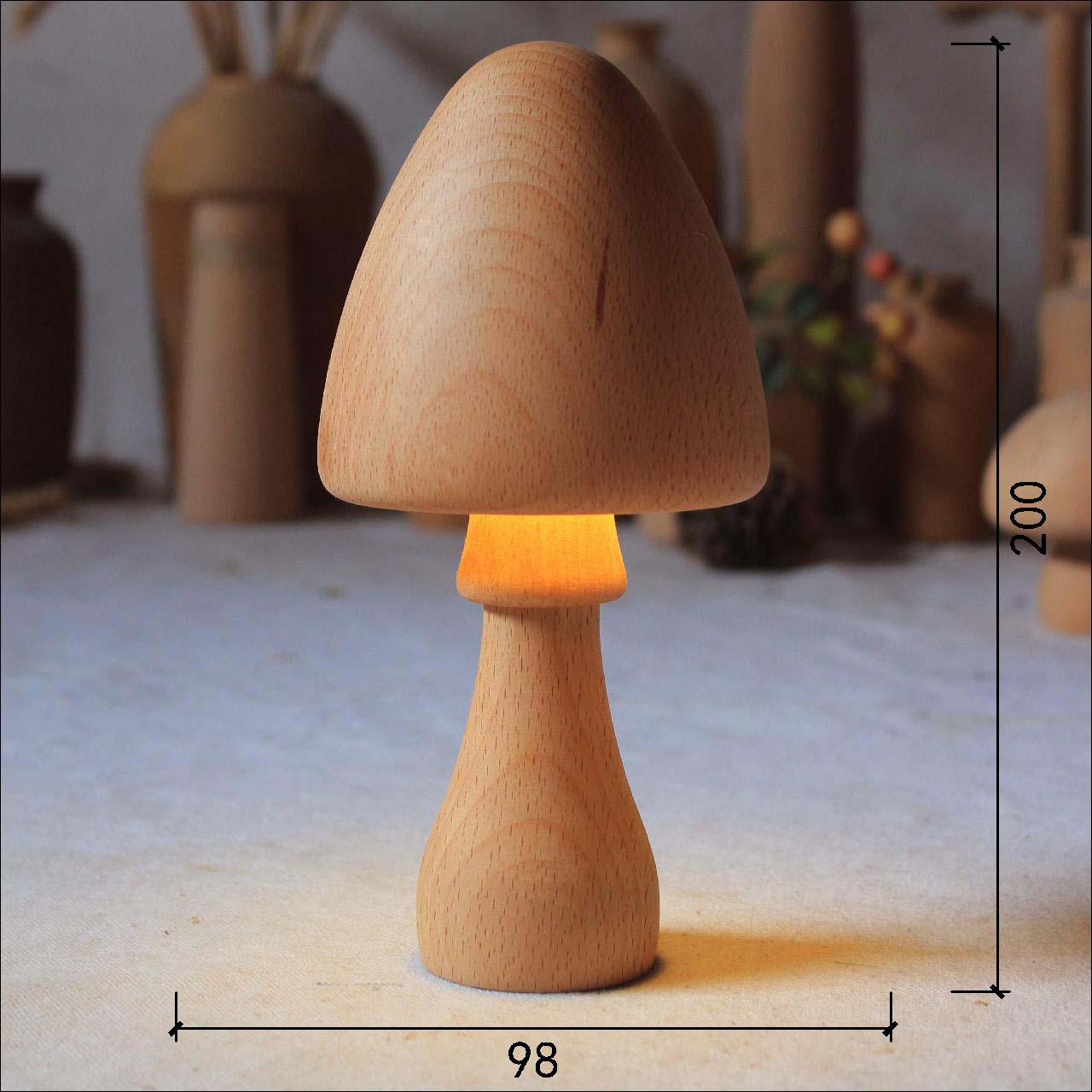 Solid Wood Mushroom Shape Rechargeable Night Light - FrawstedCreations