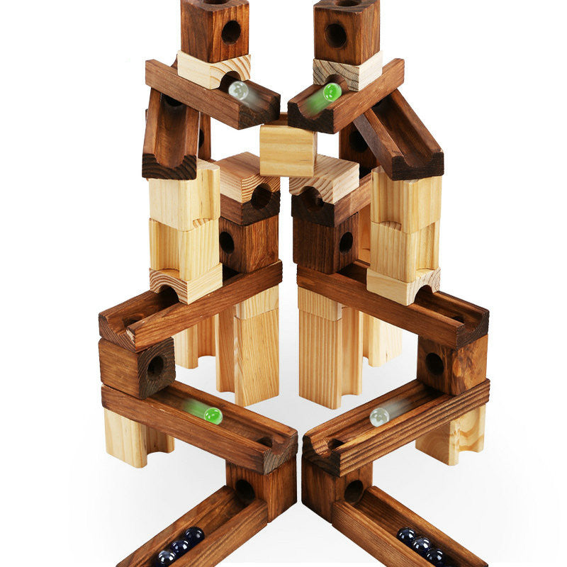 Wood Marbles Building Run Maze Ball Blocks Rollercoaster Style Construction Educational Toys For Children Kids Gifts - FrawstedCreations