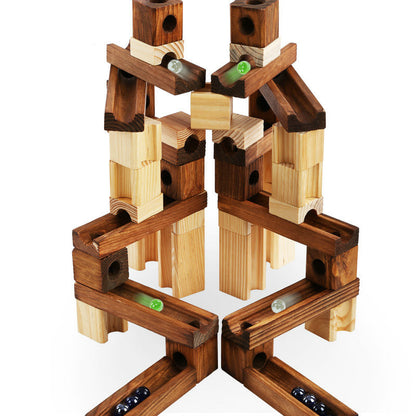 Wood Marbles Building Run Maze Ball Blocks Rollercoaster Style Construction Educational Toys For Children Kids Gifts - FrawstedCreations