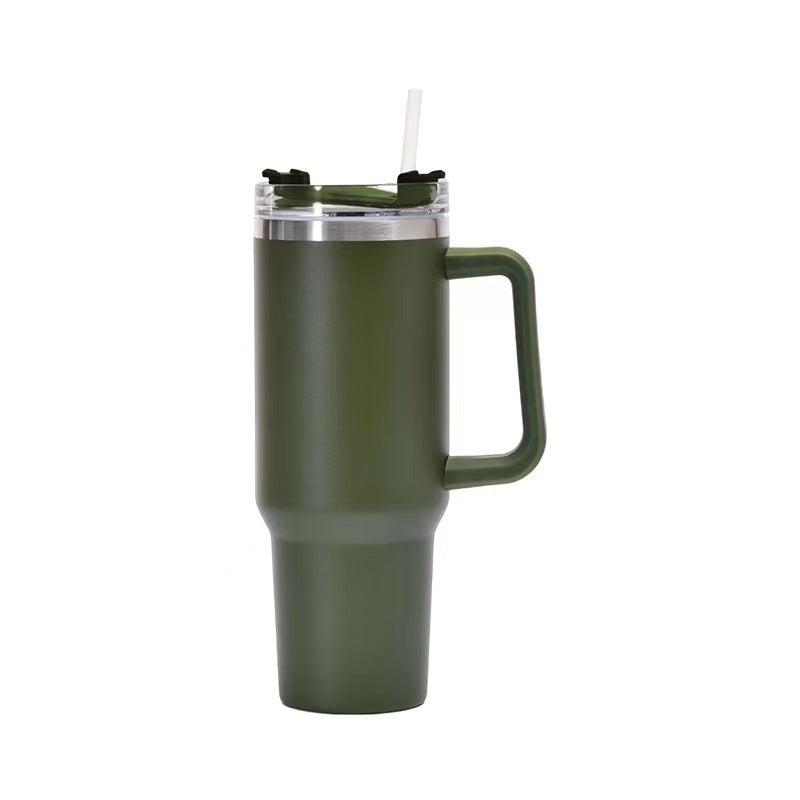 40oz Straw Coffee Insulation Cup With Handle Portable Car Stainless Steel Water Bottle LargeCapacity Travel BPA Free Thermal Mug - FrawstedCreations