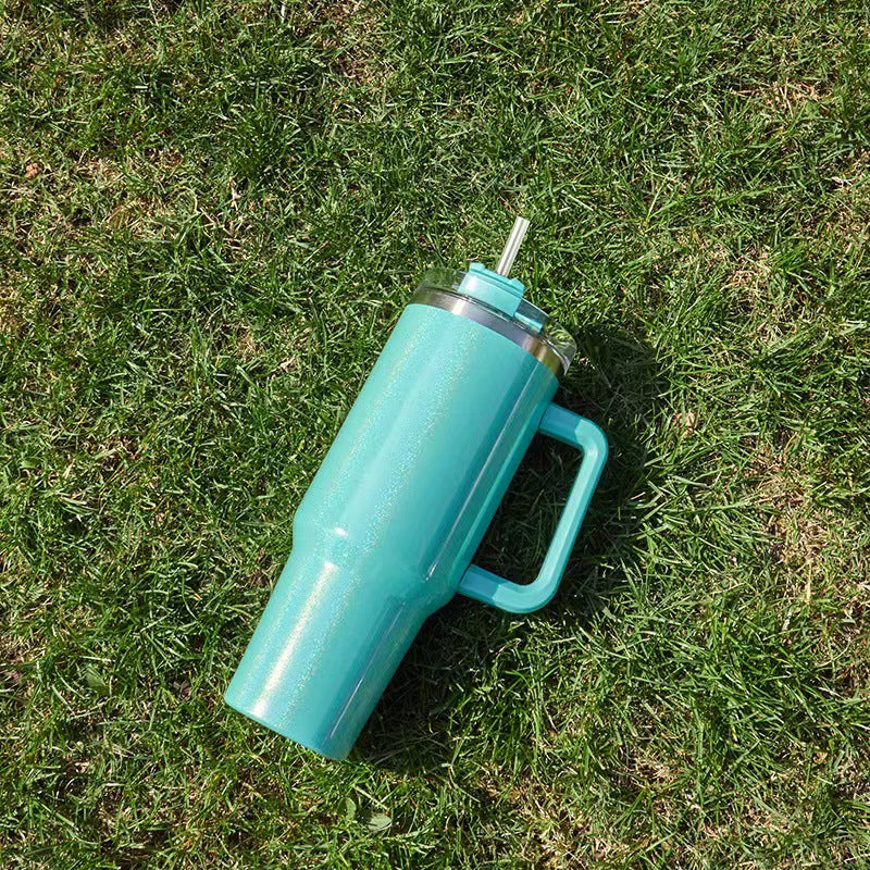 40oz Straw Coffee Insulation Cup With Handle Portable Car Stainless Steel Water Bottle LargeCapacity Travel BPA Free Thermal Mug - FrawstedCreations