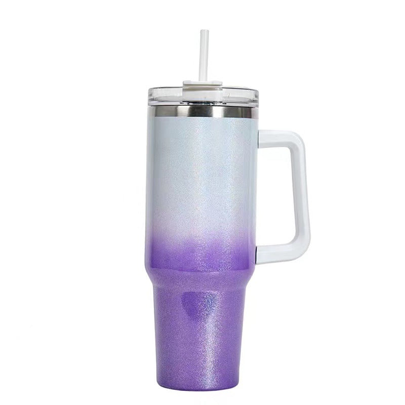 40oz Straw Coffee Insulation Cup With Handle Portable Car Stainless Steel Water Bottle LargeCapacity Travel BPA Free Thermal Mug - FrawstedCreations