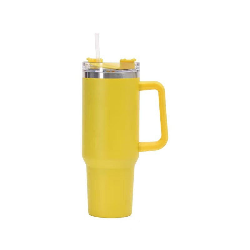 40oz Straw Coffee Insulation Cup With Handle Portable Car Stainless Steel Water Bottle LargeCapacity Travel BPA Free Thermal Mug - FrawstedCreations