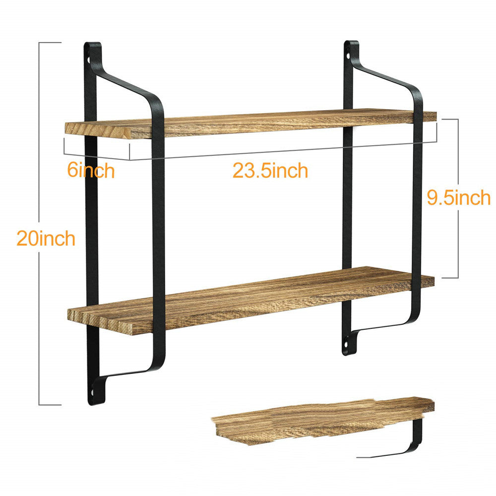 Shelves Kitchen Solid Wood Wall Shelf Wrought Iron Bracket - FrawstedCreations