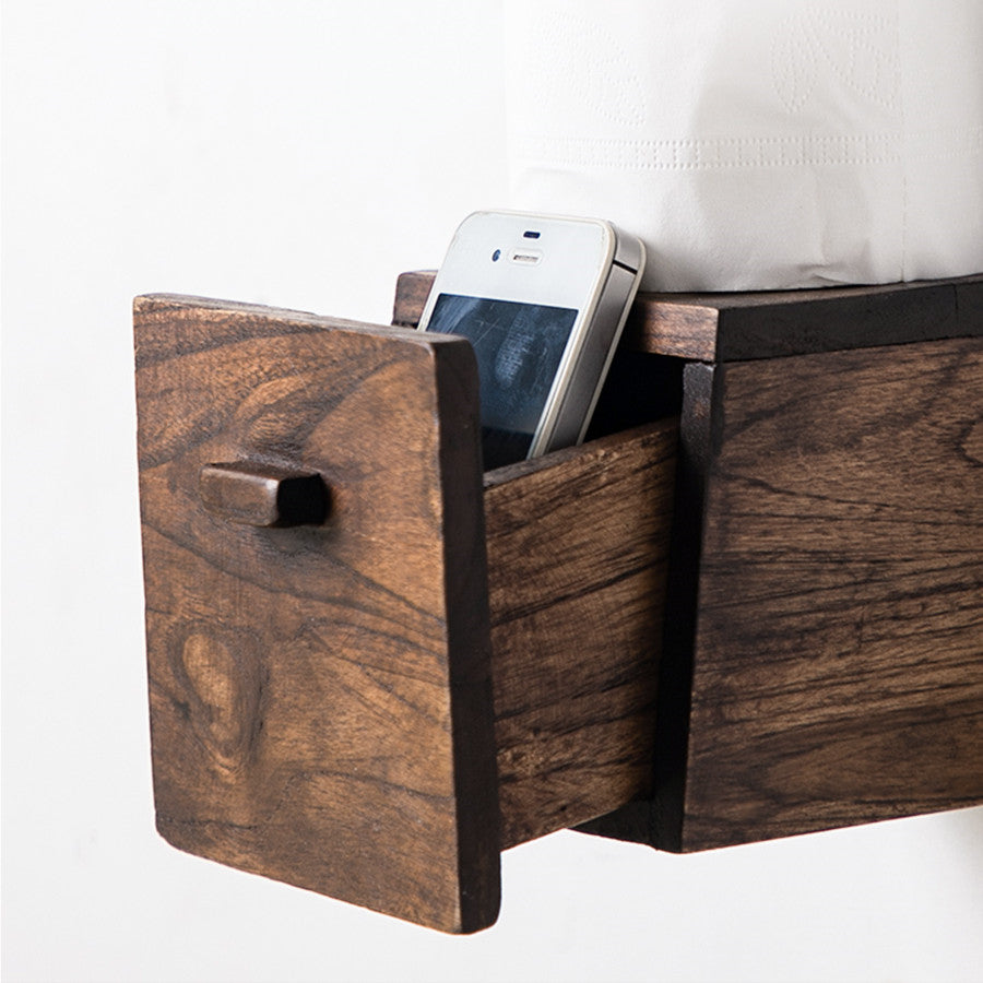 Solid Wood Retro Toilet Creative Roll Paper Holder - FrawstedCreations