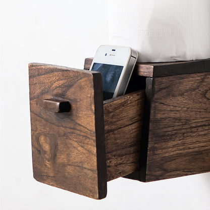 Solid Wood Retro Toilet Creative Roll Paper Holder - FrawstedCreations