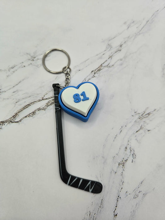Hockey Stick Fidget Keychain – Heart Clicker Sensory Keychain | Player 24 or 81 | Heated Rivalry
