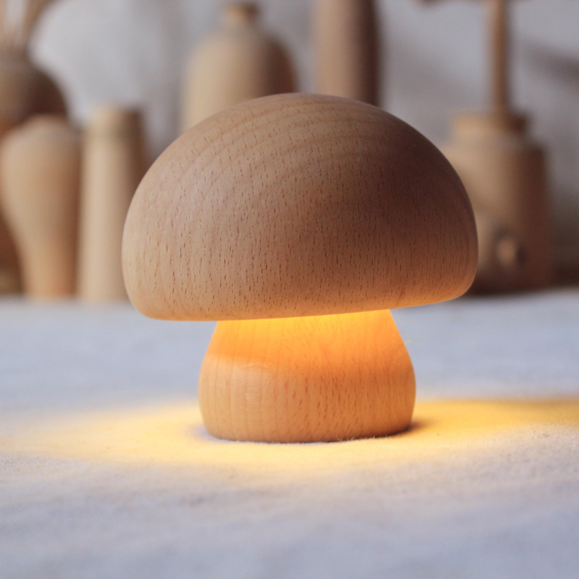 Solid Wood Mushroom Shape Rechargeable Night Light - FrawstedCreations