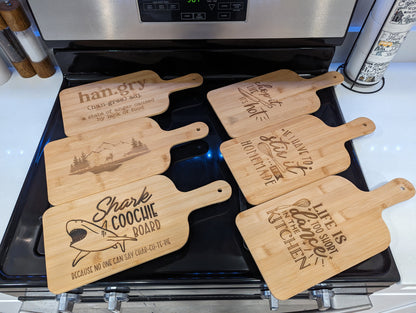 Deer in Mountains: Bamboo Paddle Serving Board - FrawstedCreations