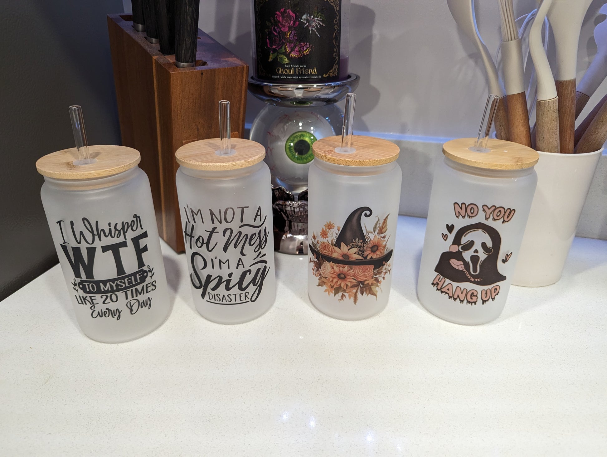16oz Frosted Glass Cups - FrawstedCreations