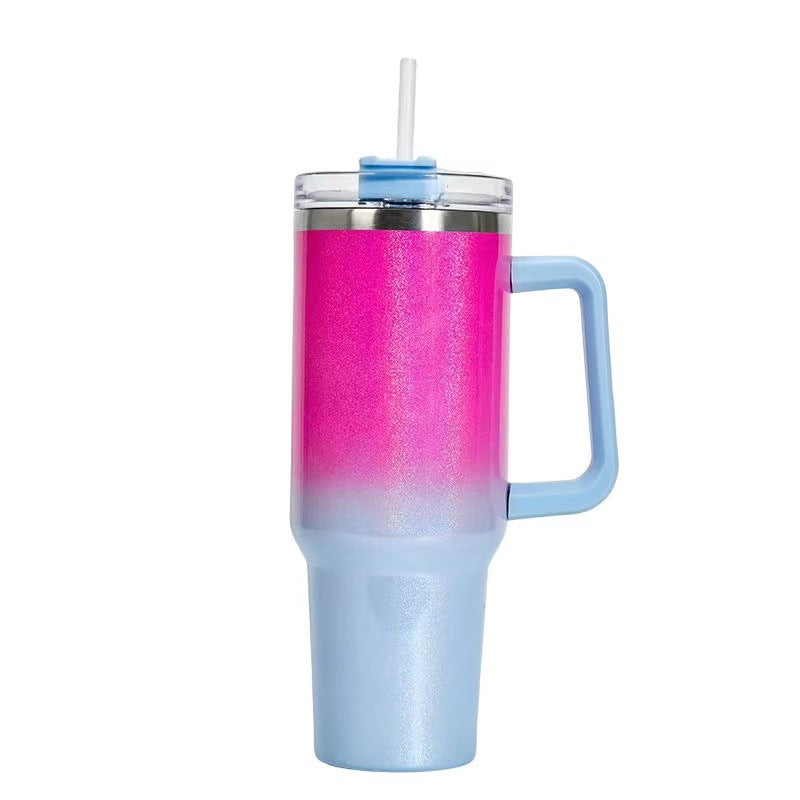 40oz Straw Coffee Insulation Cup With Handle Portable Car Stainless Steel Water Bottle LargeCapacity Travel BPA Free Thermal Mug - FrawstedCreations