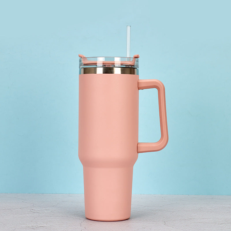 40oz Straw Coffee Insulation Cup With Handle Portable Car Stainless Steel Water Bottle LargeCapacity Travel BPA Free Thermal Mug - FrawstedCreations