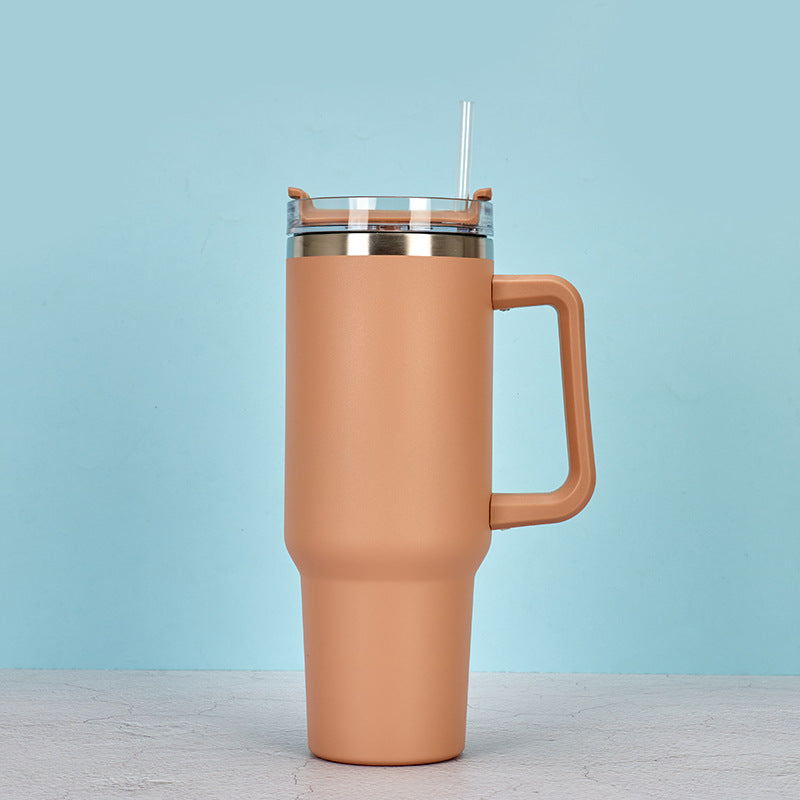 40oz Straw Coffee Insulation Cup With Handle Portable Car Stainless Steel Water Bottle LargeCapacity Travel BPA Free Thermal Mug - FrawstedCreations