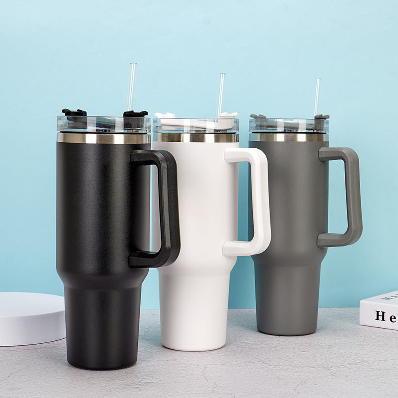 40oz Straw Coffee Insulation Cup With Handle Portable Car Stainless Steel Water Bottle LargeCapacity Travel BPA Free Thermal Mug - FrawstedCreations