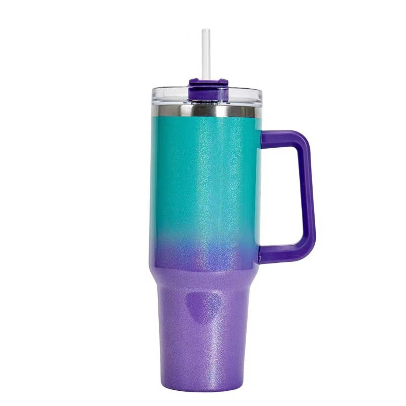 40oz Straw Coffee Insulation Cup With Handle Portable Car Stainless Steel Water Bottle LargeCapacity Travel BPA Free Thermal Mug - FrawstedCreations