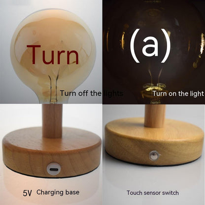 Solid Wood Base Bulb Wedding Favors Charging Lamp - FrawstedCreations